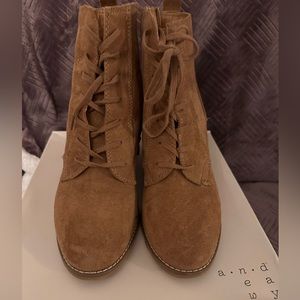 Cognac lace up ankle boots